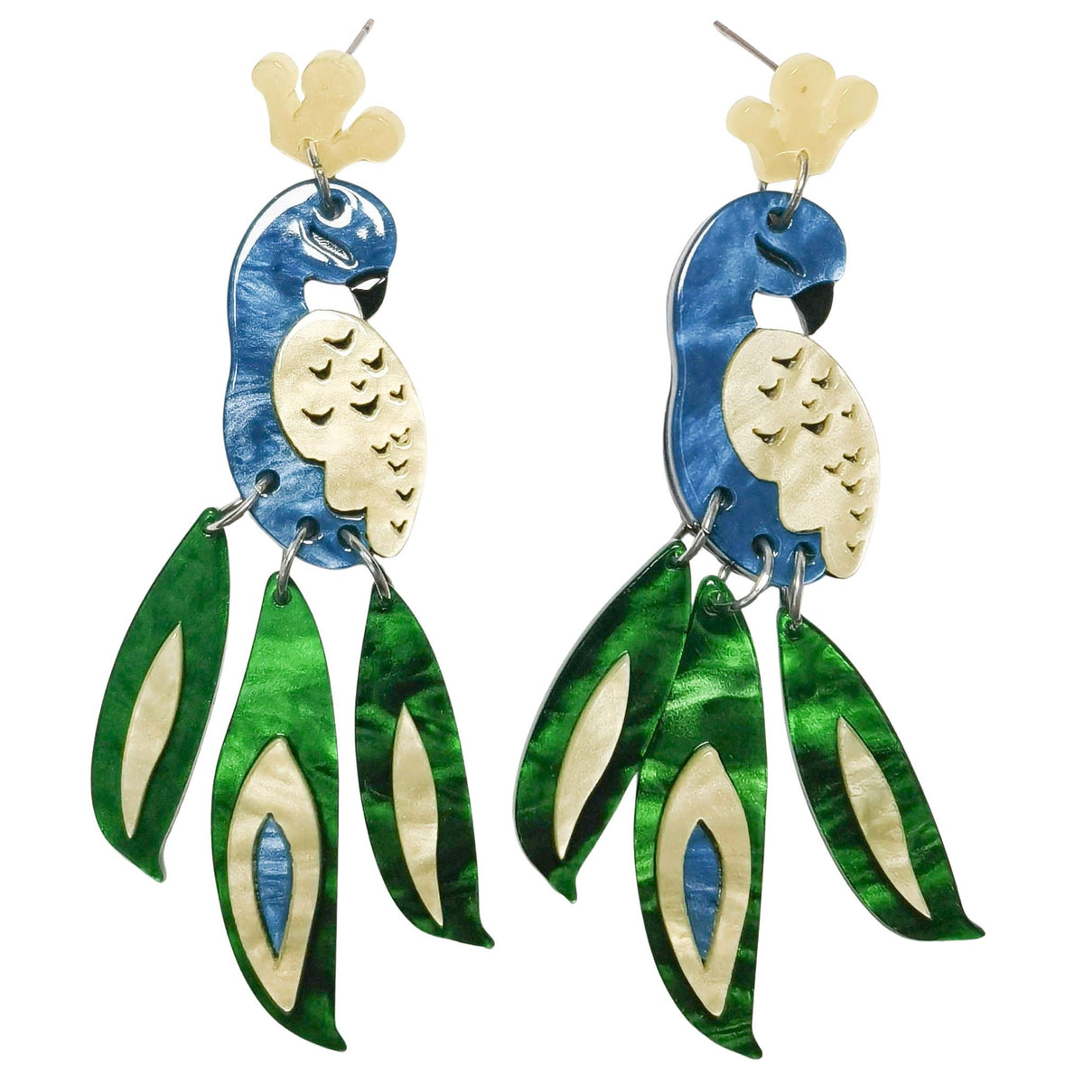 Pop Peacock Earrings Blue - Global Free Style