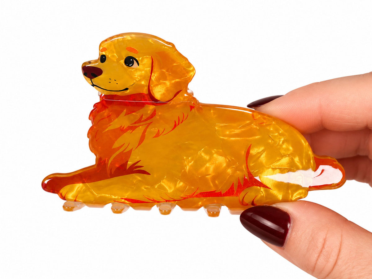 Sitting Dog Claw Clip Brown 8cm - Global Free Style