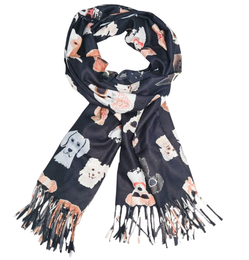 Groovy Dog Scarf Black Scarves and Sarongs Urban