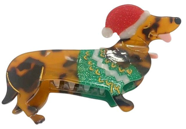 Christmas Dog Claw Clip Brown & Red Gifts and Accessories Urban