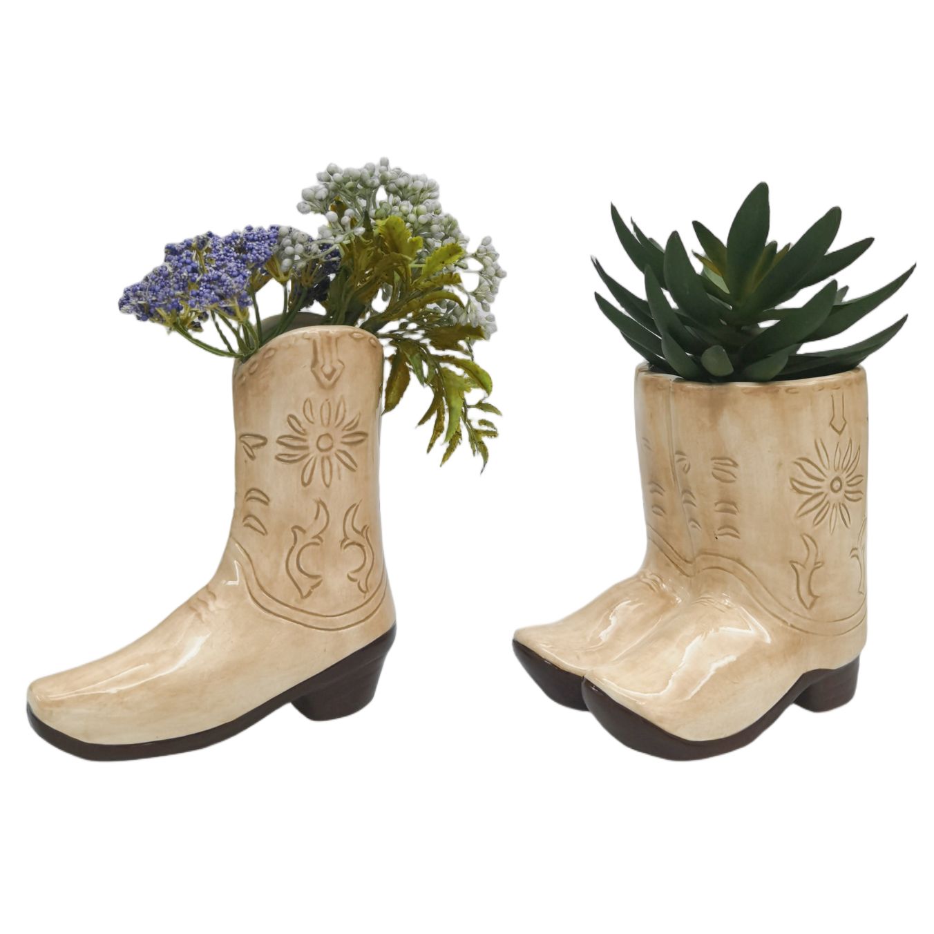 Cowboy Boots Planter Tan 16cm Gifts and Accessories Urban
