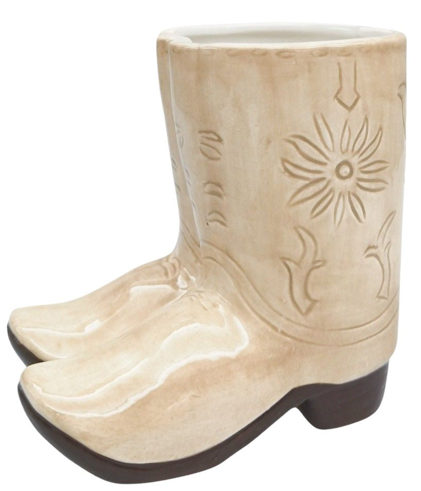 Cowboy Boots Planter Tan 16cm Gifts and Accessories Urban