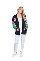 Relaxed Fit Cardigan with Flower and Stripes Tops New u Collection S/M(6-10)
