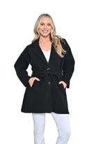 Button Front Coat with Waist Tie Jackets New u Collection S/M(6-10)