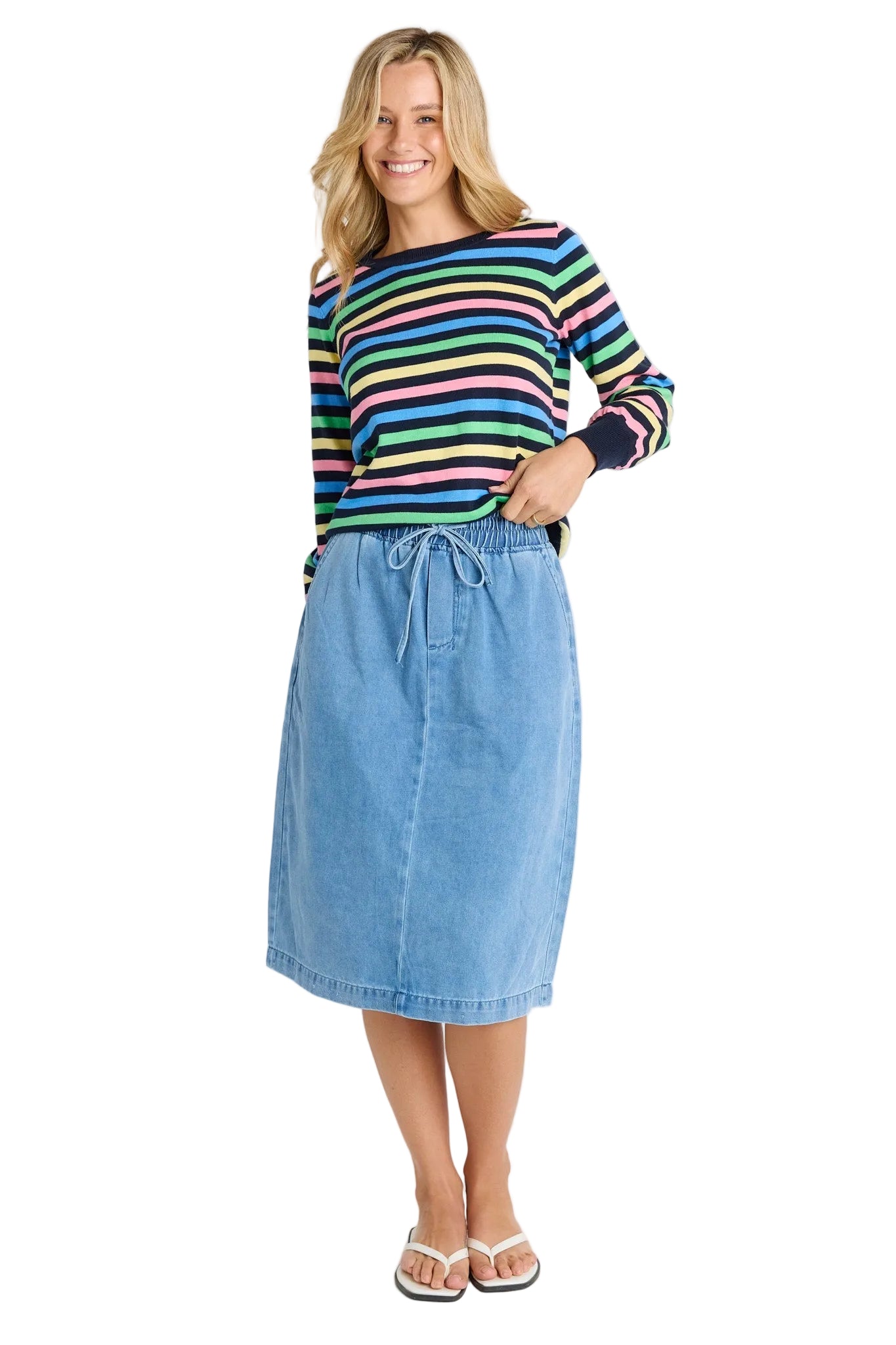 Quinn Cotton Skirt Blue Medium Skirts Betty Basics S(8)