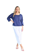 Long SL Loose Fit Linen Top Tops Cali & Co S/M(6-10)