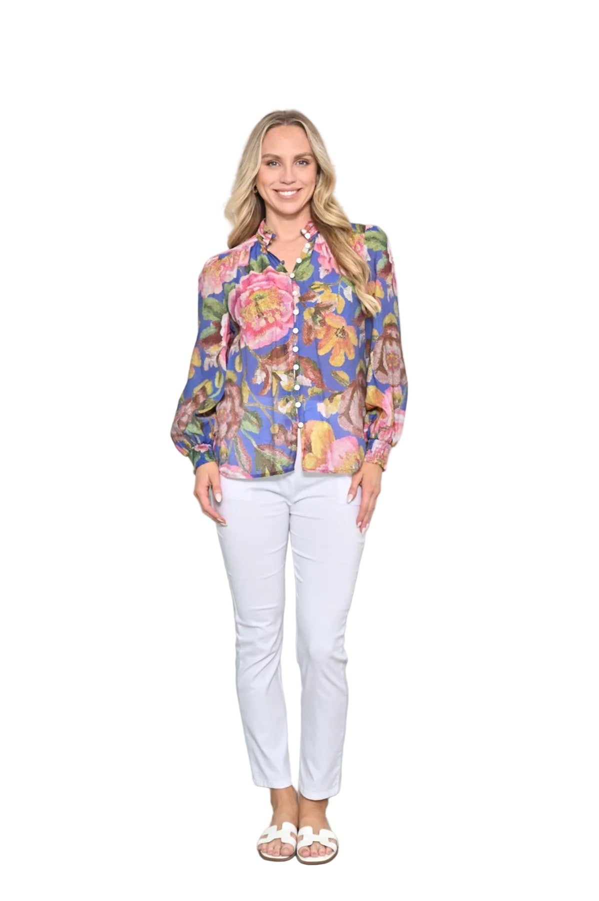 Cotton Blend Long Sleeve Top Navy Tops New u Collection 8
