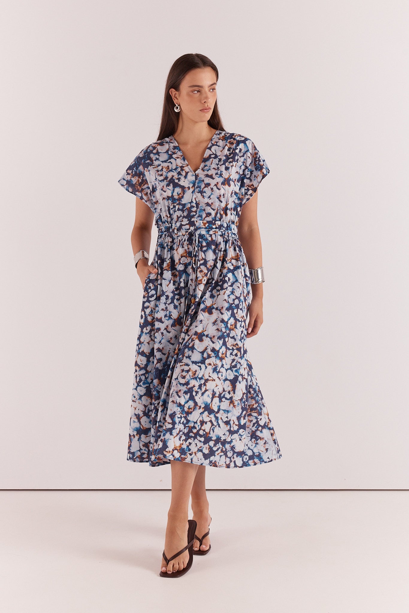 Nazalia Tie Waist Dress Violet Floral Dresses Sass Clothing