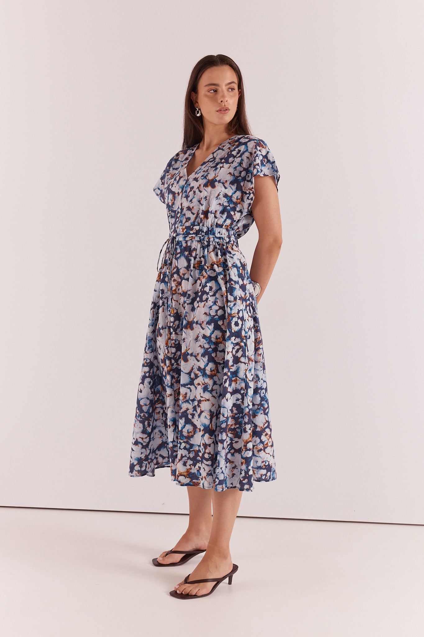 Nazalia Tie Waist Dress Violet Floral Dresses Sass Clothing