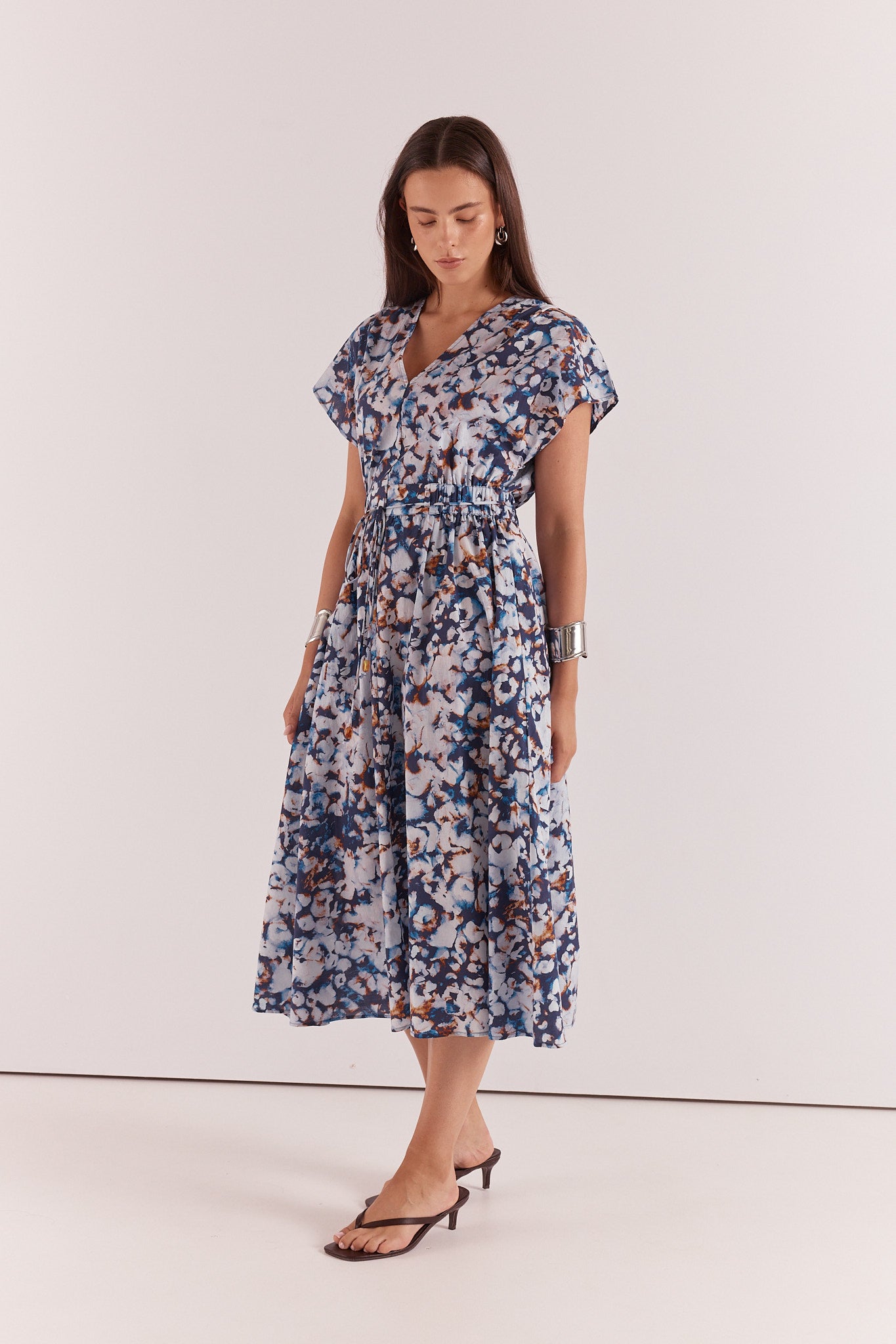 Nazalia Tie Waist Dress Violet Floral Dresses Sass Clothing