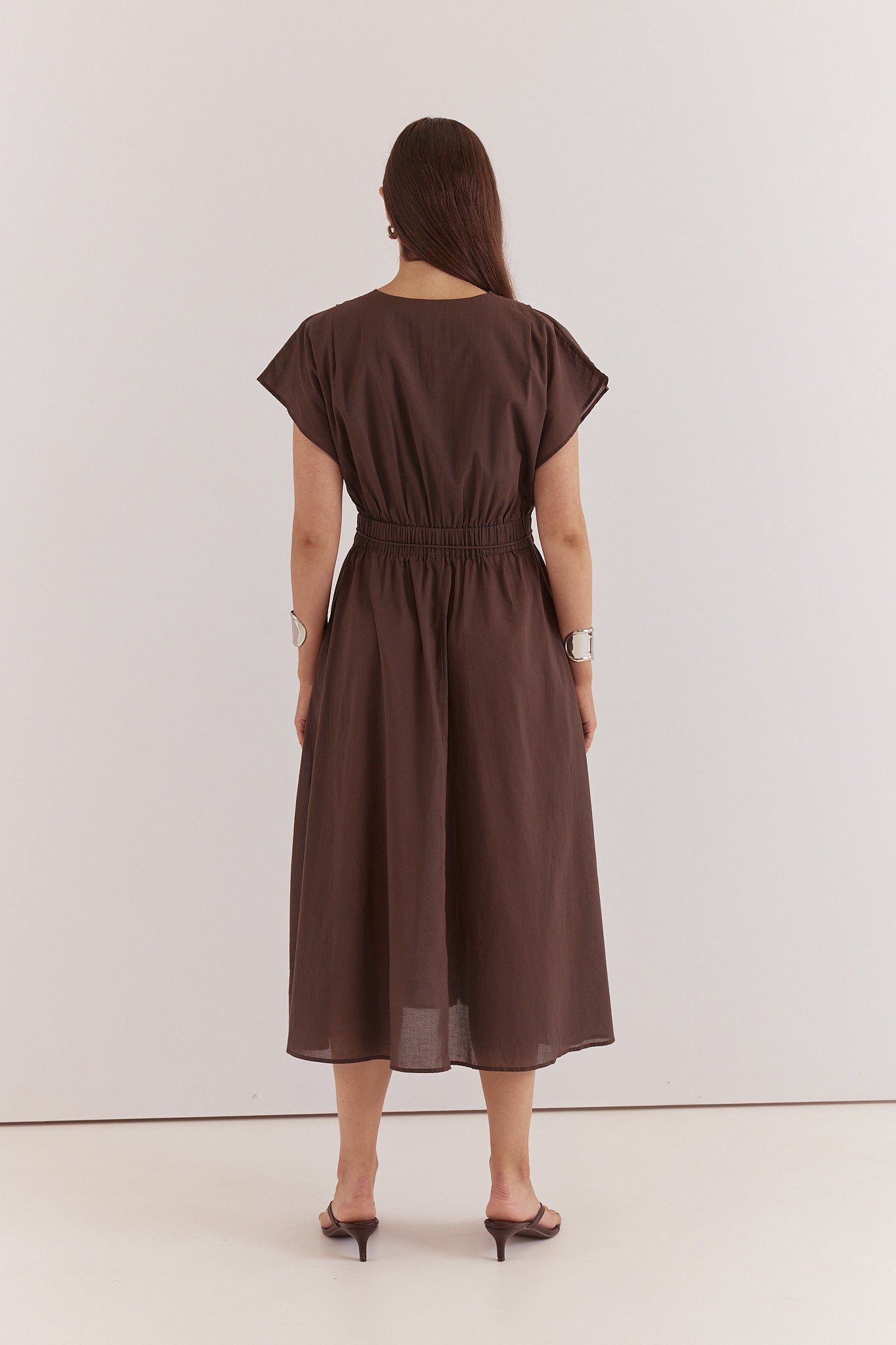 Nazalia Tie Waist Dress Chocolate Dresses Sass Clothing