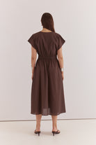 Nazalia Tie Waist Dress Chocolate Dresses Sass Clothing