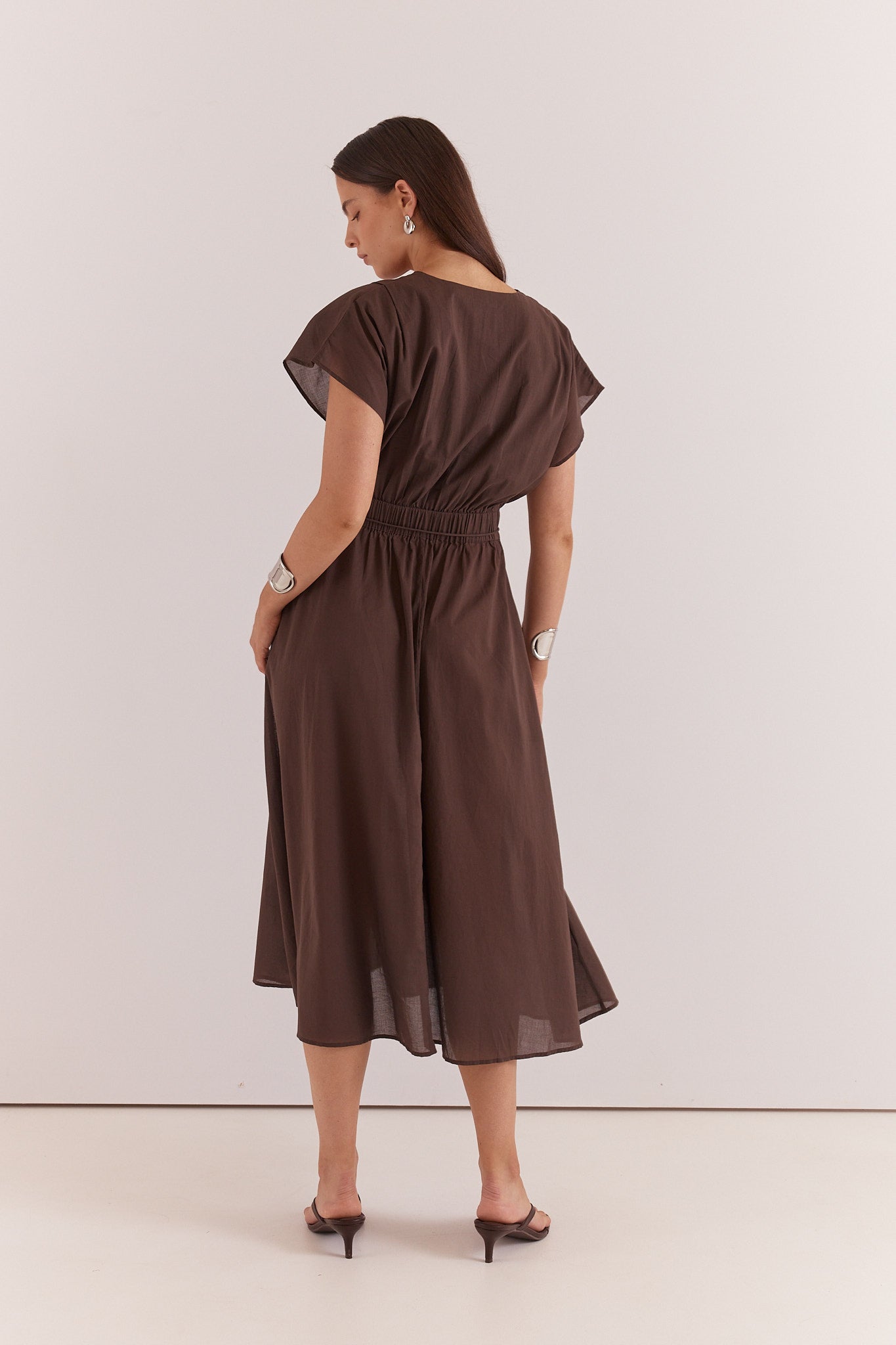 Nazalia Tie Waist Dress Chocolate Dresses Sass Clothing