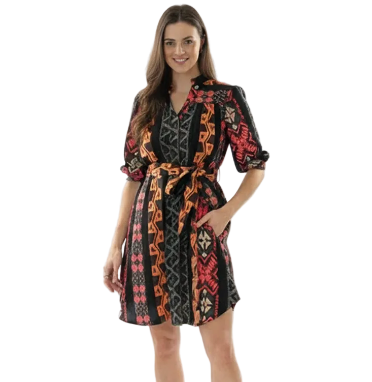 Jacquard Shirt Dress Black Sunset Dresses Joops and Gypsy 8
