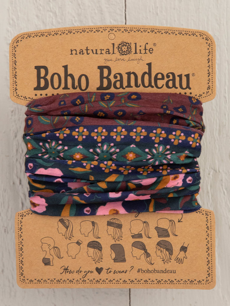 Boho Bandeau Wine Floral Border Bandeau Natural Life   