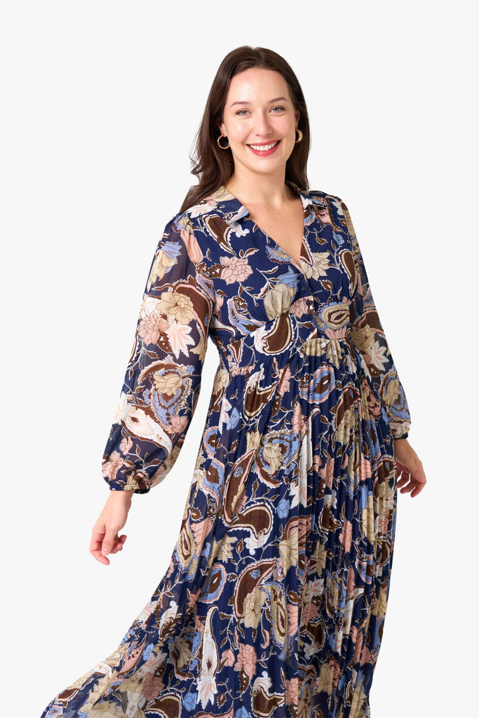 Clematis Dress Navy Floral - Global Free Style