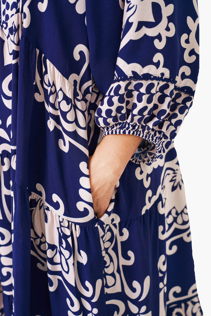 Shreya Dress Blue Print Dresses Boho