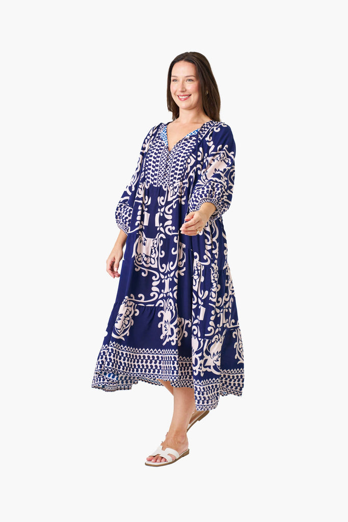 Shreya Dress Blue Print Dresses Boho