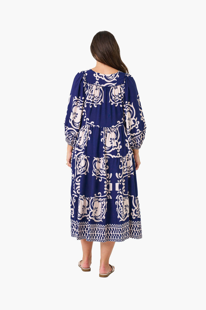 Shreya Dress Blue Print Dresses Boho