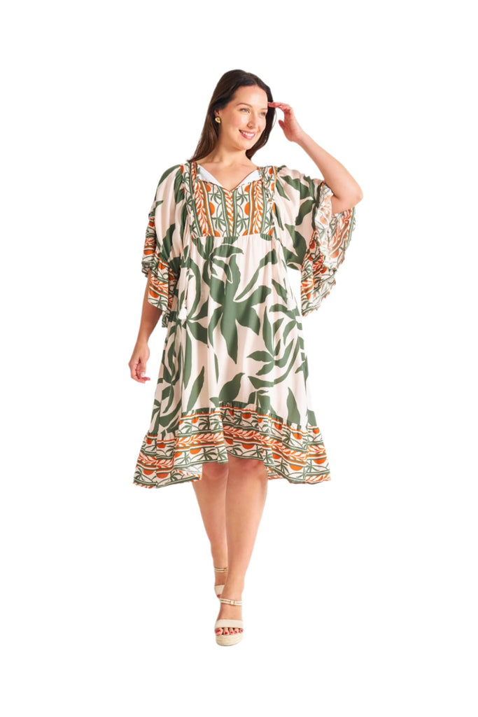 Malachy Dress Sage Leaf Multi Dresses Boho S(8-10)  