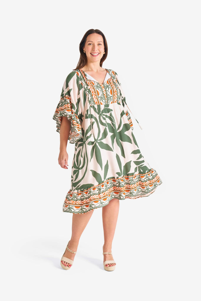 Malachy Dress Sage Leaf Multi Dresses Boho   