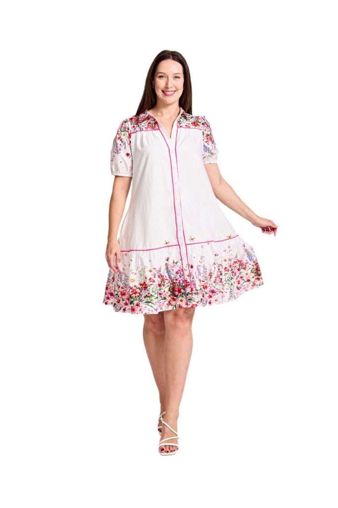 Carnation Dress Belt White Floral Dresses Boho S(8-10)  