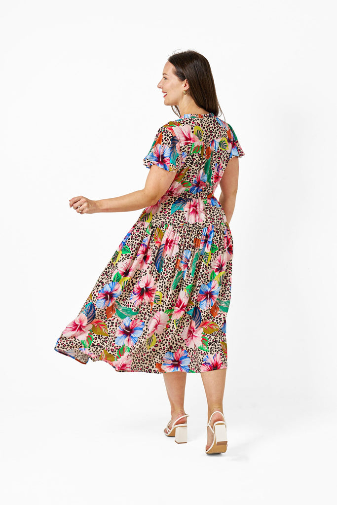 Wild Petal Midi Dress Leopard Floral Dresses Boho