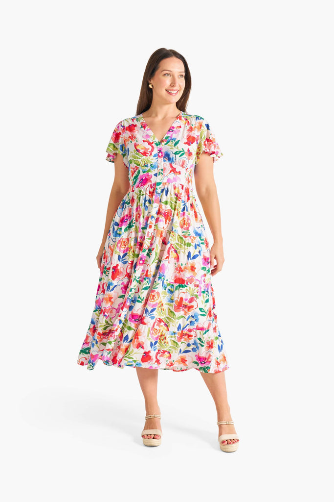 Camellia Joy Midi Dress Multi Floral Dresses Boho   