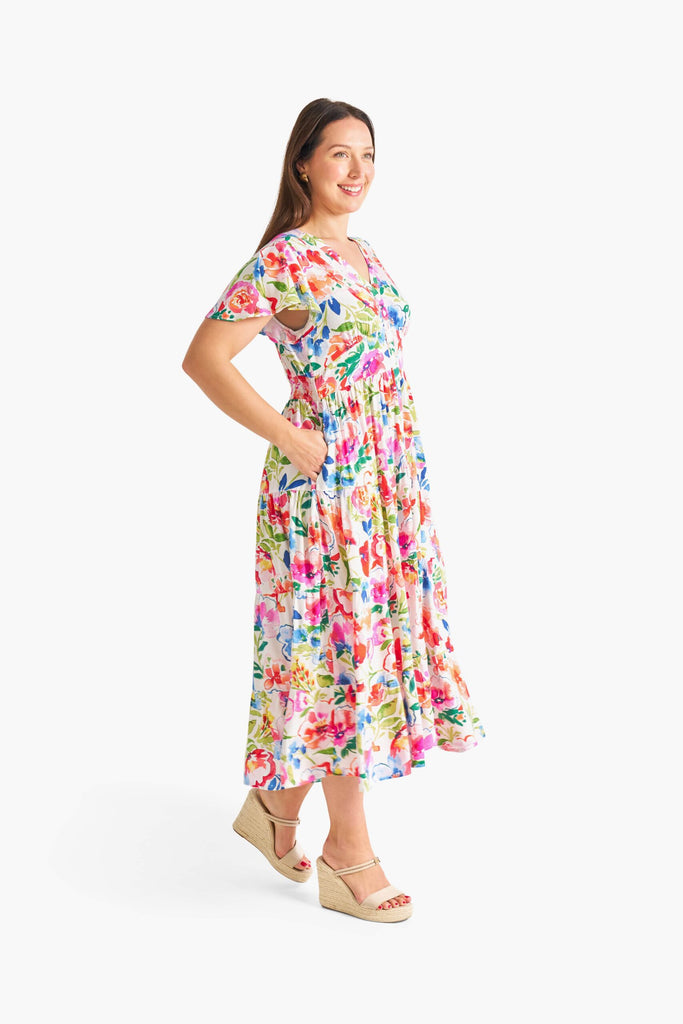 Camellia Joy Midi Dress Multi Floral Dresses Boho   