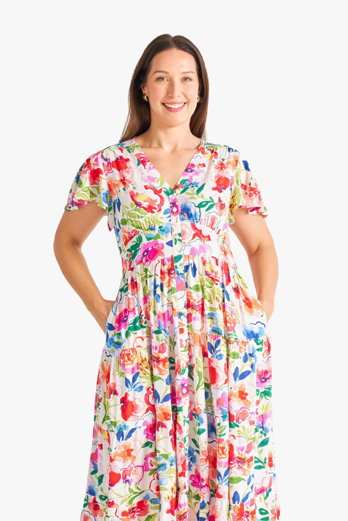 Camellia Joy Midi Dress Multi Floral Dresses Boho   