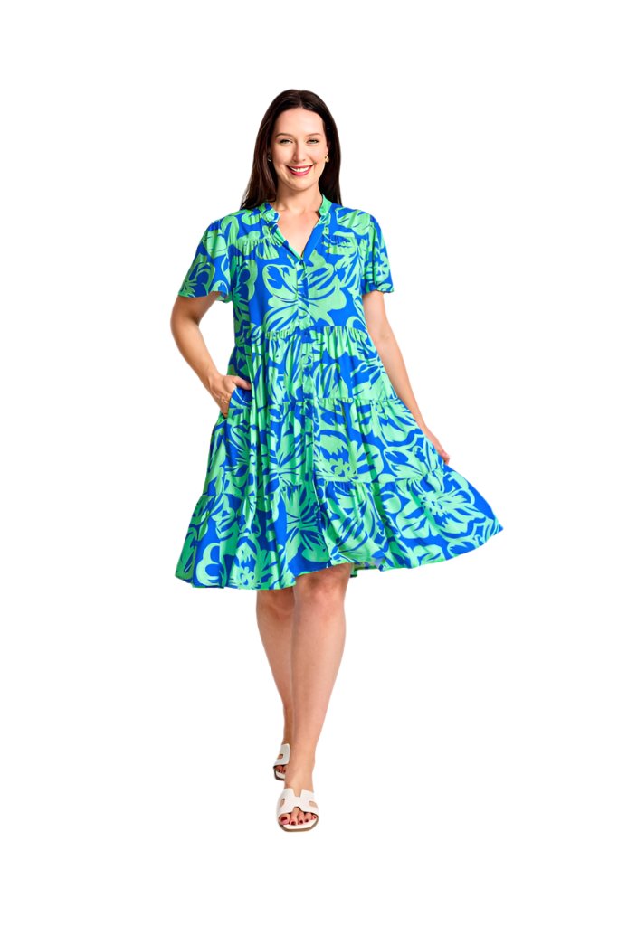 Lazuli Dress Green Blue Floral Dresses Boho S(8-10)  