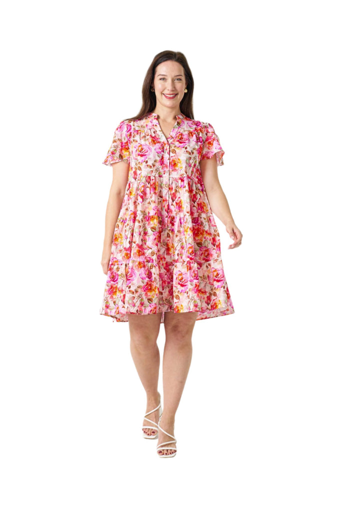 Bertie Dress Pink Floral Dresses Boho S(8-10)  