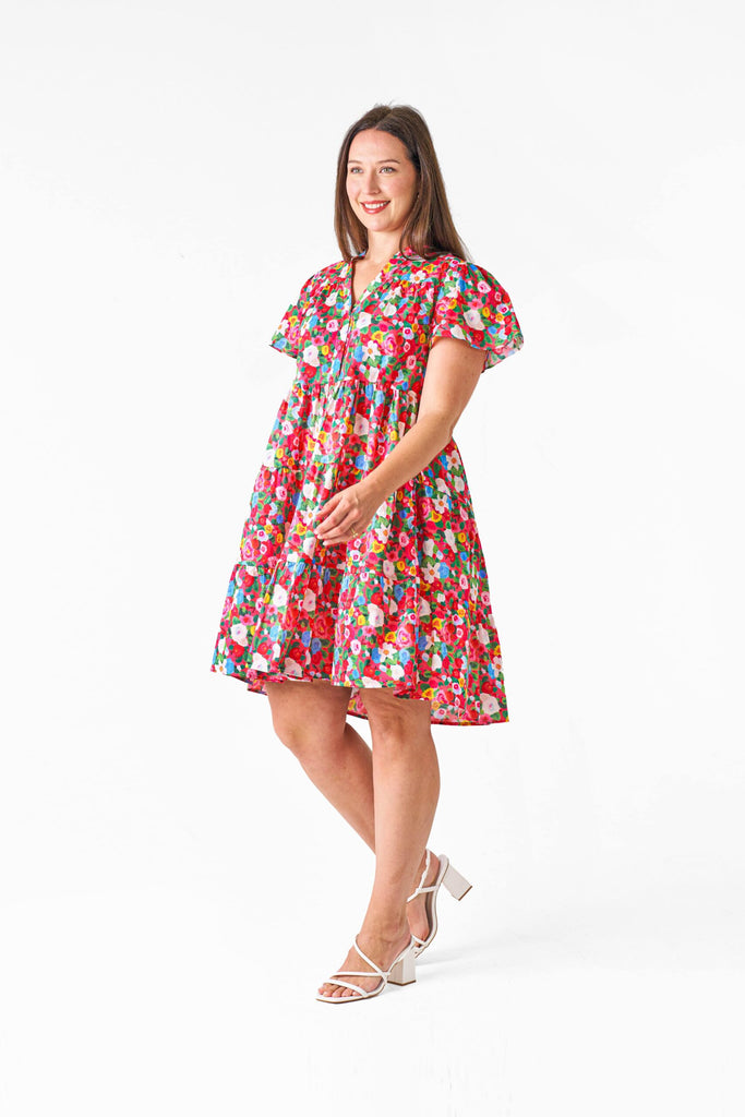 Gina Dress Red Floral Dresses Boho   