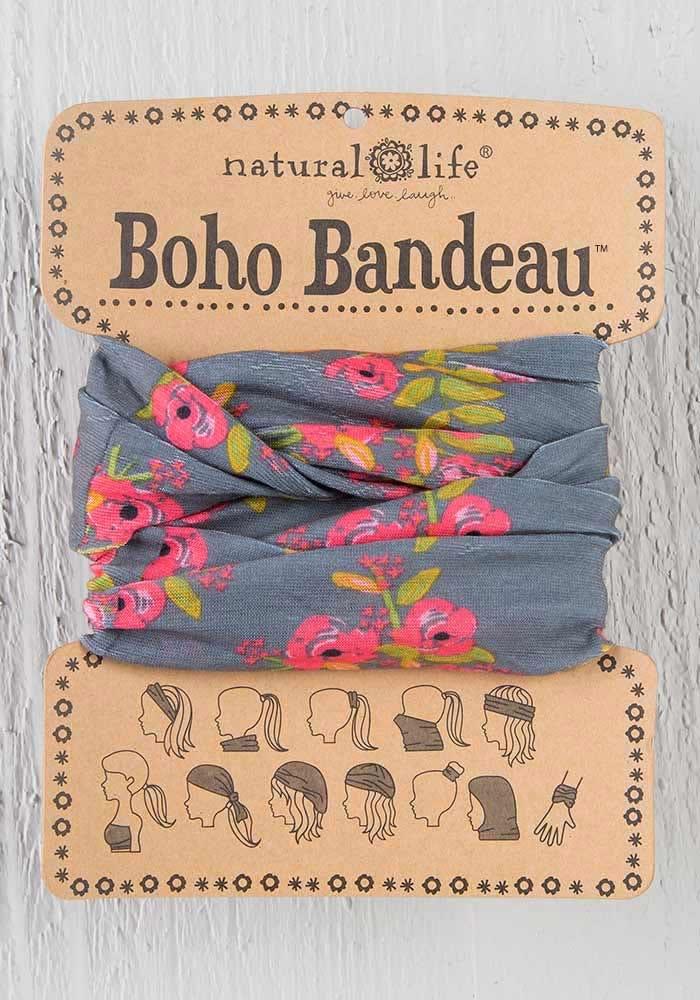Natural Life Bandeau Charcoal Blooms Boho Bandeau - Global Free Style