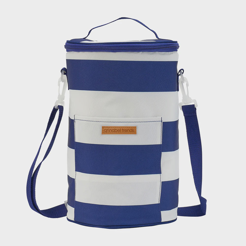 Picnic Cooler Bag Tall Barrel Navy Stripe - Global Free Style
