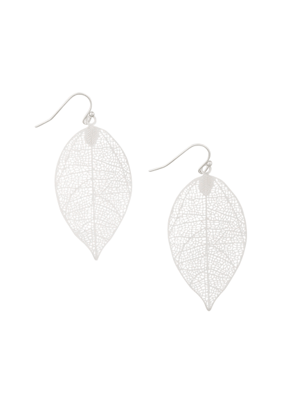 Tiger Tree Small Leaf Earrings Silver - Global Free Style