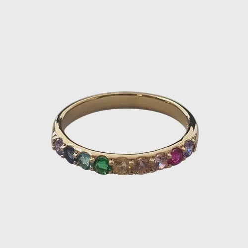 Cubic Rainbow Ring Gold/Multi - Global Free Style