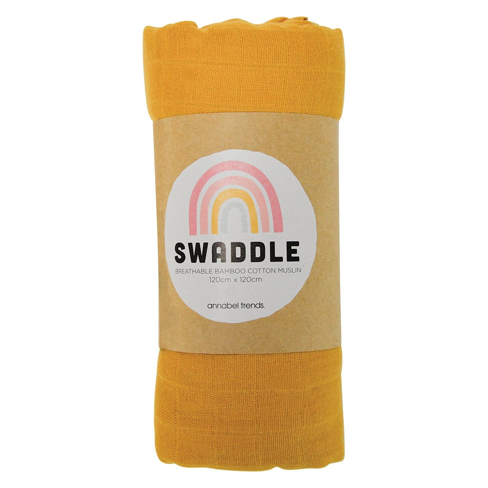 Annabel Trends Muslin Swaddle Mustard - Global Free Style
