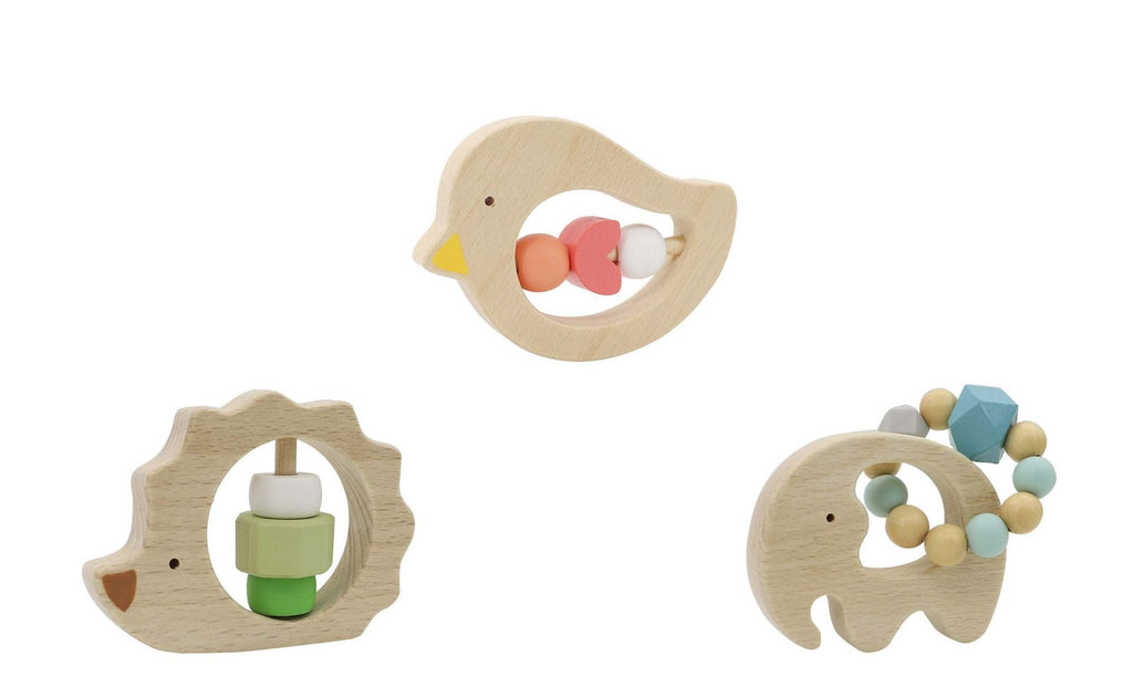 Wooden Animal Baby Rattle With Beads - Global Free Style
