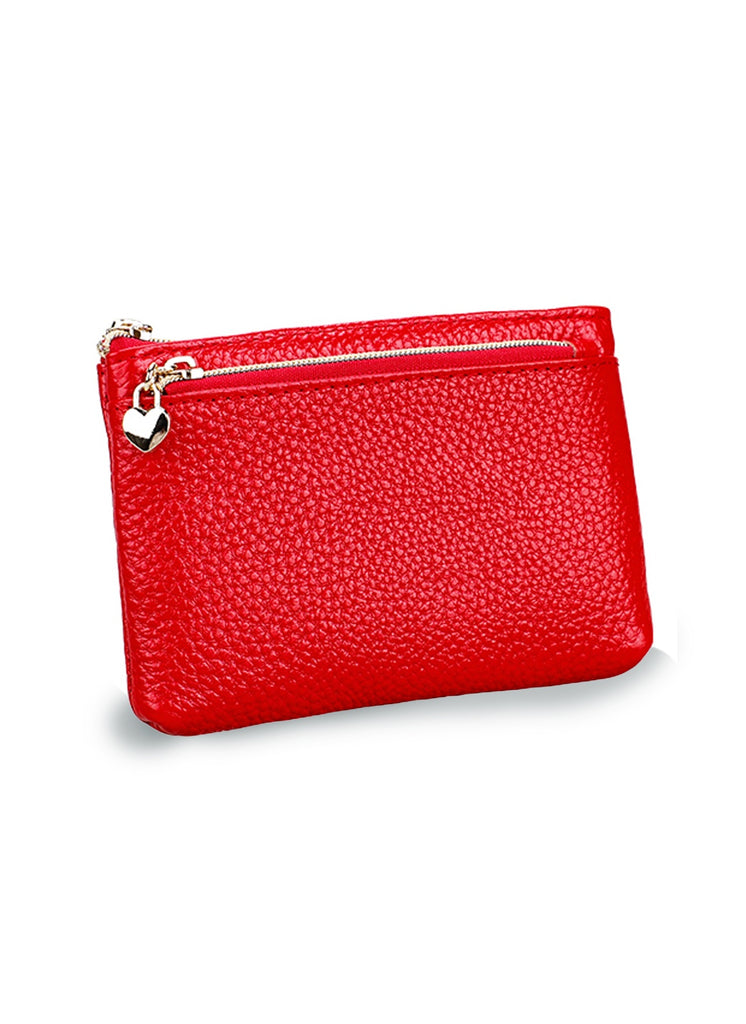 Purse Leather Heart Zip Red - Global Free Style
