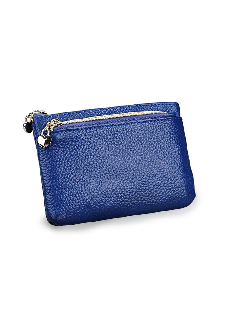 Purse Leather Heart Zip Blue - Global Free Style