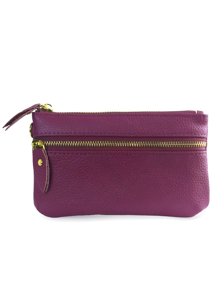 Genuine Soft Leather Large Purse Bright Purple - Global Free Style