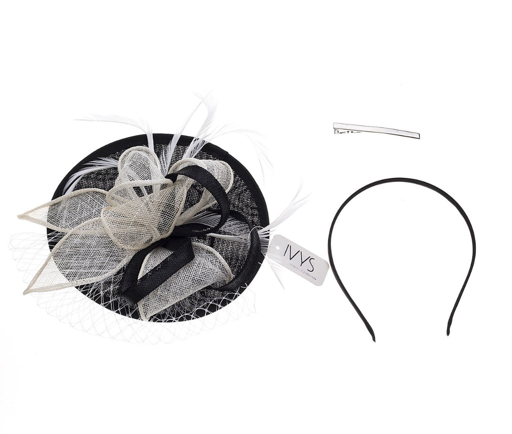 Fascinator Headband Clip Black  White 1 - Global Free Style