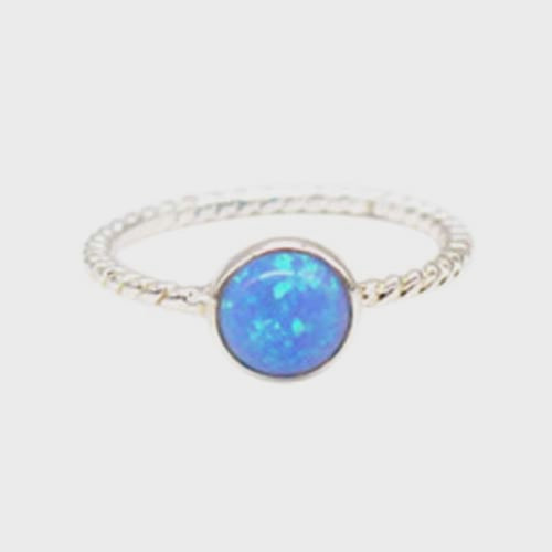 7mm Opal Set Ring Blue - Global Free Style