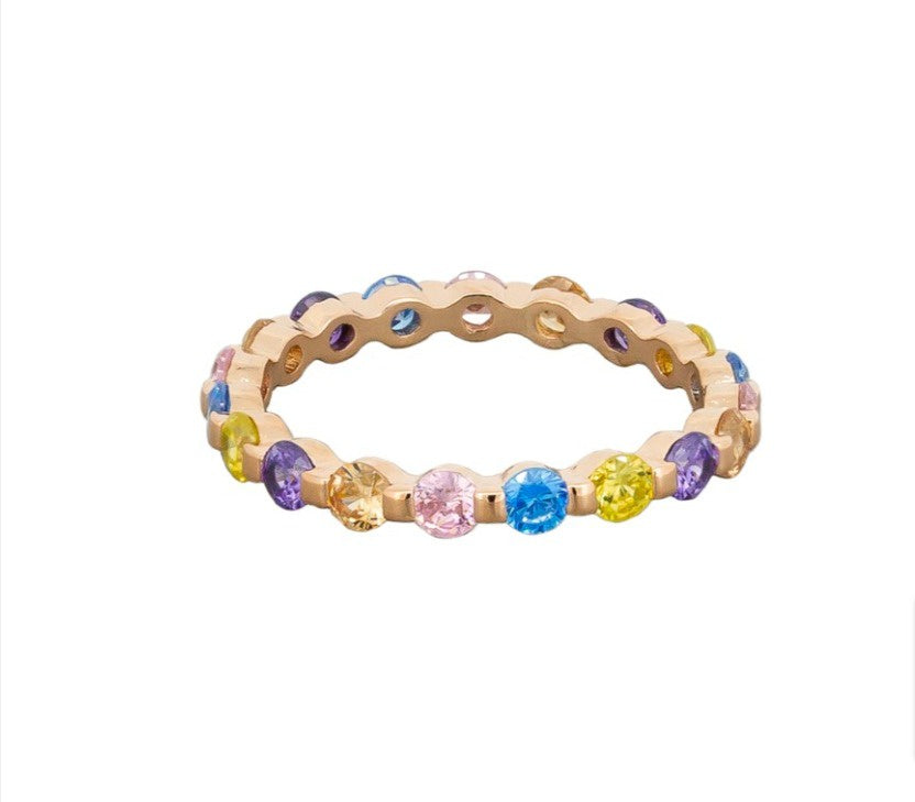 Rose Gold Mixed Crystal Band Ring Rings Tiger Tree   