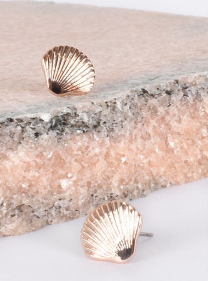 Adorne Mini Sea Scallop Stud Earrings Rose - Global Free Style
