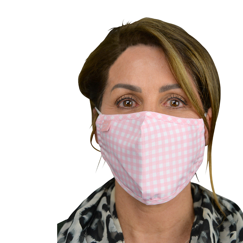 Annabel Trends Face Mask Shaped Gingham Pink Small - Global Free Style