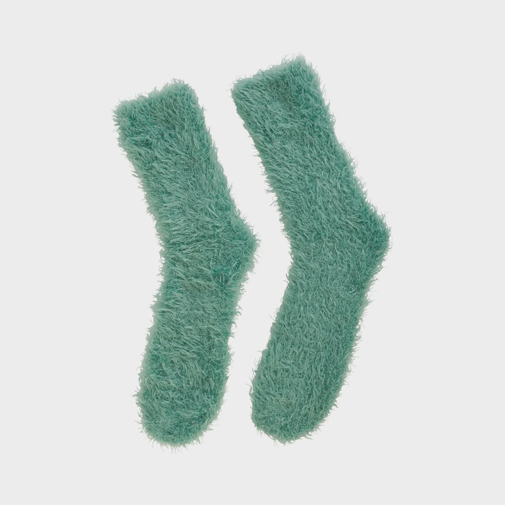Short Fuzzy Bed Socks Dark Sage - Global Free Style