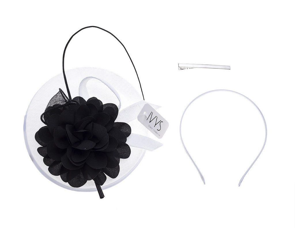 Fascinator Headband Clip White Black - Global Free Style
