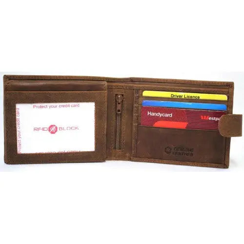 Hide and Chic RFID lined Cow Hide Hunter Leather Wallet - Global Free Style